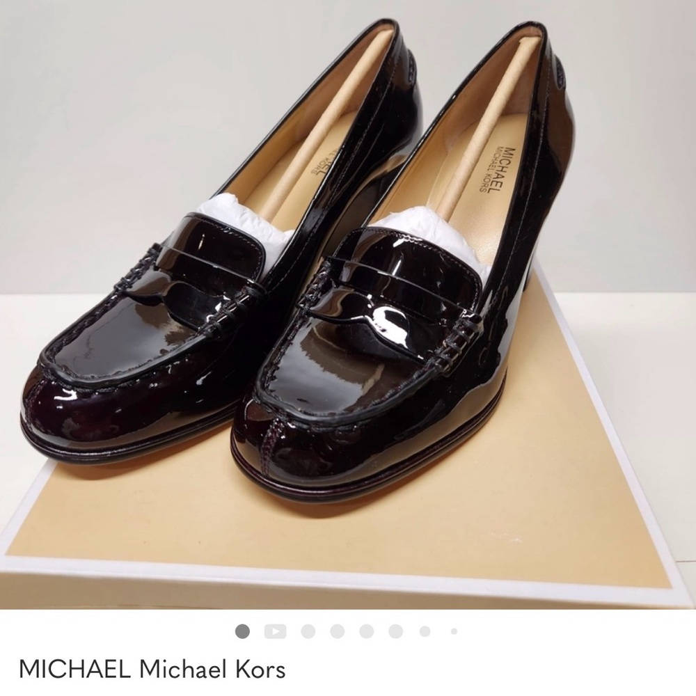 MICHAEL Michael Kors Women's Black Patent Leather Penny Loafers